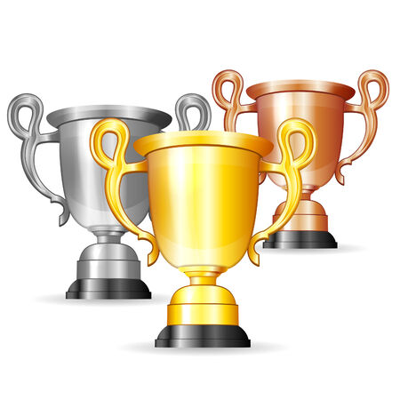 Set Gold, Silver and Bronze Trophiesのイラスト素材