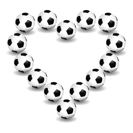 Soccer Concept - Heart of Football Balls, vector isolated on white backgroundのイラスト素材