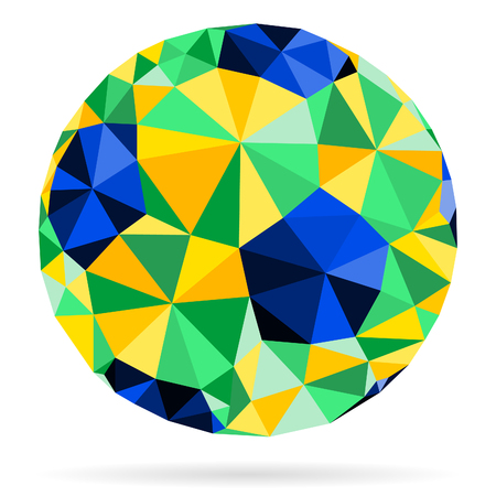 Soccer Ball with Color Brazil Flag in Mosaic Pattern, vector isolated on white backgroundのイラスト素材