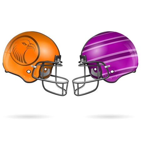 Collect Detailed American Football Helmets, easy to change colors, vector isolated on white backgroundのイラスト素材