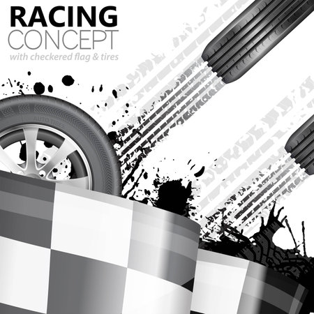 Racing Concept - Flags, Tires and Tracksのイラスト素材