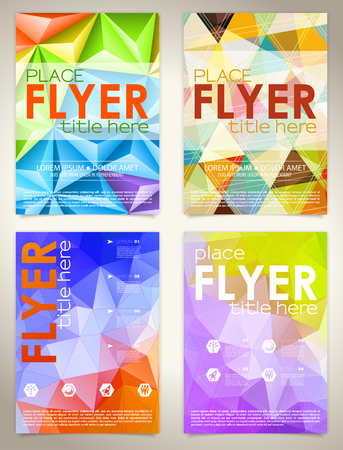 Collect Flyers Design with Triangle Pattern, Icons and Options. Vector Template.のイラスト素材