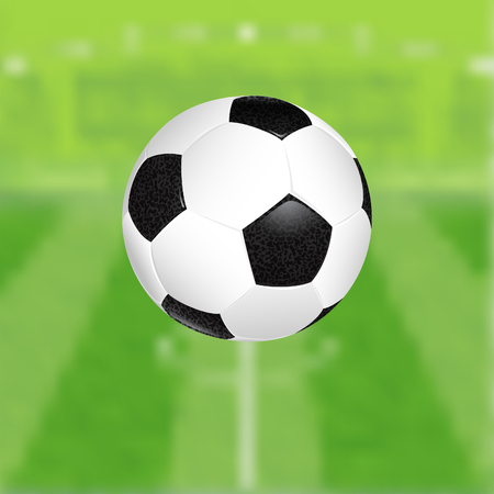 Soccer Poster with Ball and Stadium on Blurred Background. Vector Template for Flyers and Brochure.のイラスト素材