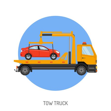 Car Service Concept with Tow Truck Icon for Web Site, Advertising.のイラスト素材
