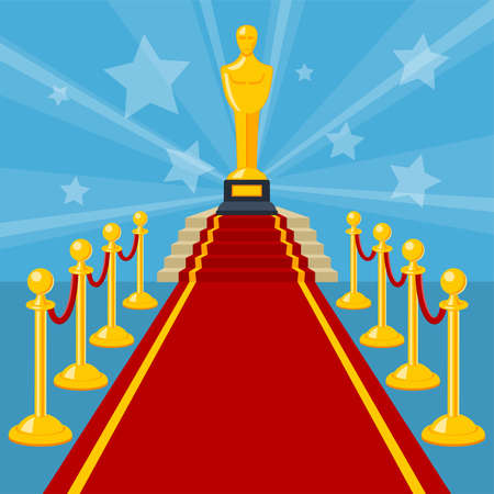 Cinema and Movie concept with flat icons red carpet award, vector illustrationのイラスト素材
