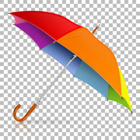 High Detailed varicolored Umbrella on transparent background, isolated vector illustrationのイラスト素材