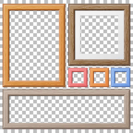 Collect Wooden Frames for Pictures on transparent background. isolated vector illustrationのイラスト素材