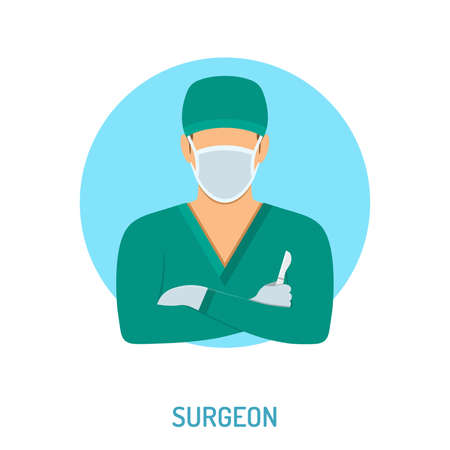 medical concept with surgeon and scalpel flat icons. isolated vector illustrationのイラスト素材