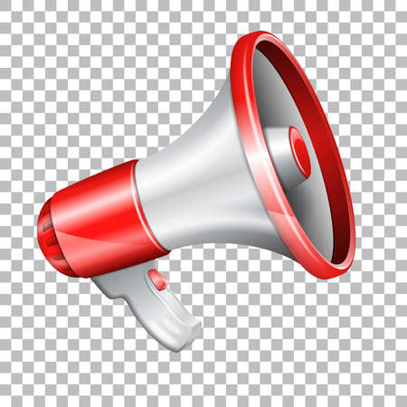 Realistic Megaphone on transparent background, easy change color. Isolated vector illustrationのイラスト素材