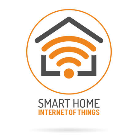 Smart Home and Internet of Things icon. Smart House with wireless network icon. Flat style icons. Isolated Vector Illustrationのイラスト素材