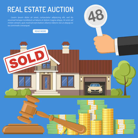 Auctions and bidding concept.のイラスト素材