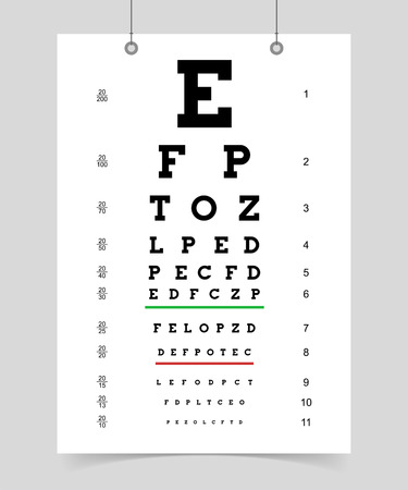Eyes test chart. poster with letter for ophthalmologist to test eyesight. isolated vector illustrationのイラスト素材