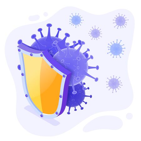 2019-nCoV virus strain with shield protection. quarantine from   novel coronavirus. pandemic coronavirus outbreak  . isolated vector illustrationのイラスト素材