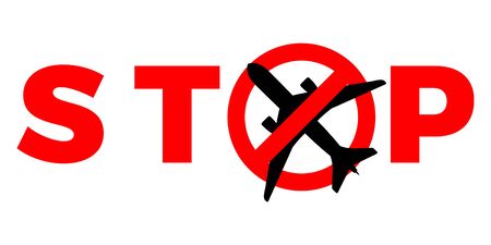 covid-19 virus quarantine from airplane prohibition sign airplane stop flight novel coronavirus pandemic covid-19 coronavirus outbreakのイラスト素材