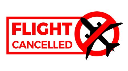 covid-19 stop flight sign. airplane flight cancelled icon. virus quarantine . covid-19 coronavirus pandemic outbreakのイラスト素材