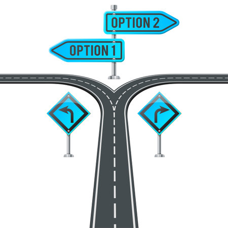 Business Concept with Timeline Road Infographics and Road Signs on Transparent Background. Flat style icons. Isolated Vector Illustrationのイラスト素材
