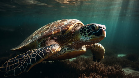 Hawaiian Green Sea Turtle (Chelonia mydas)の素材