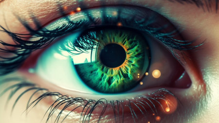 Close-up of human eye with iris. 3D renderingの素材