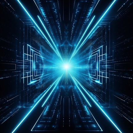 Abstract technology background. Futuristic glowing lines. 3D Renderingの素材