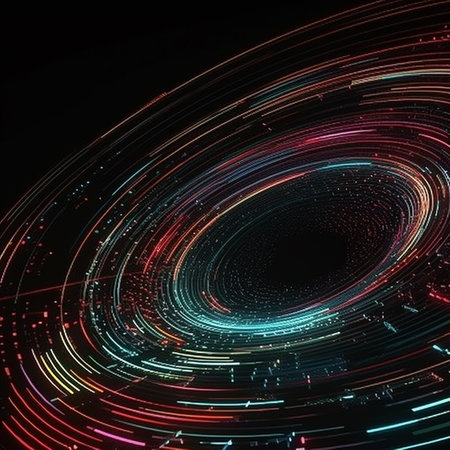 abstract background with glowing lines in the dark, 3d illustrationの素材