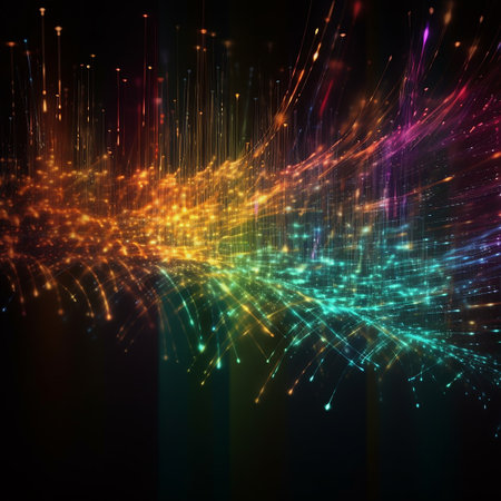 Abstract technology background with glowing lines and bokeh. Vector illustration.の素材