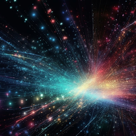 Abstract fractal background with a glowing nebula, computer-generated illustration.の素材