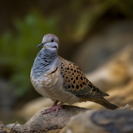 Portrait of a dove on a rock in the nature. Close-up.の素材