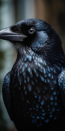 Portrait of a Black Raven (Corvus corax)の素材