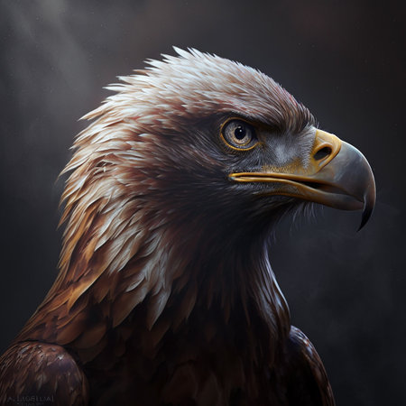 Portrait of an eagle on a dark background. 3d renderingの素材
