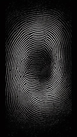 Fingerprint on black background. Fingerprint in black and white.の素材