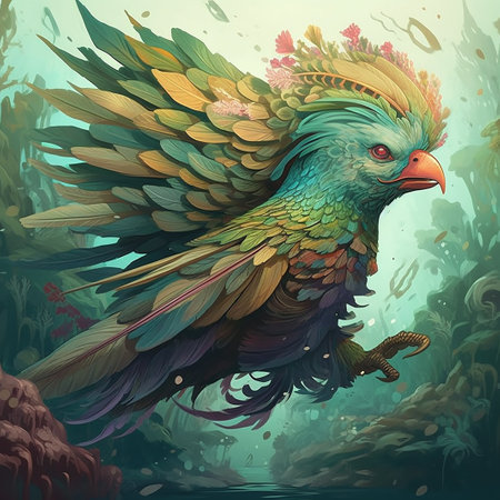 beautiful colorful parrot in the forest, vector illustration, eps10の素材