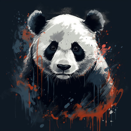 Panda. Hand drawn vector illustration. Grunge style.の素材