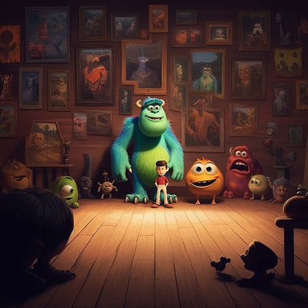 Funny monsters in the room. Halloween theme. 3D illustration.の素材