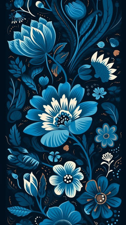 Floral background. Vector illustration in blue colors. Hand drawn.の素材
