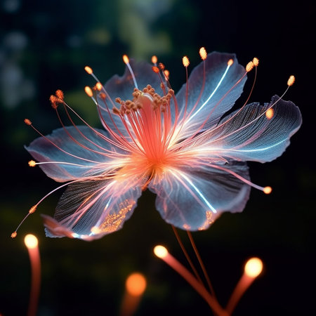 Hibiscus flower on a dark background, close-upの素材