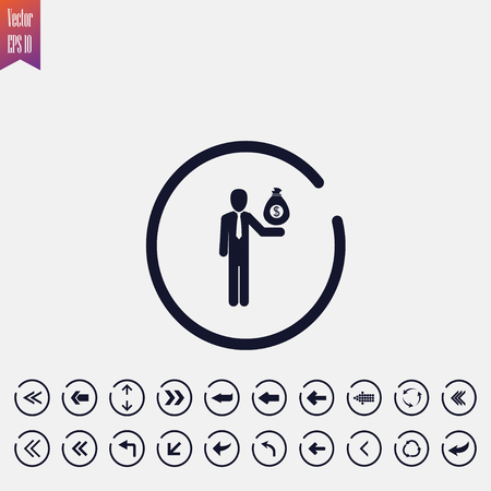 businessman icon, vector illustration. flat icon arrowのイラスト素材