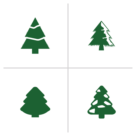 Different Christmas tree set, vector illustration. Can be used for greeting card, invitation, banner, web design.のイラスト素材