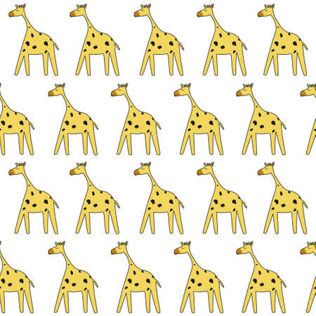 Giraffes, hand drawn backdrop. Colorful seamless pattern with animals. Decorative cute wallpaper, good for printing. Overlapping background vector. Design illustrationのイラスト素材
