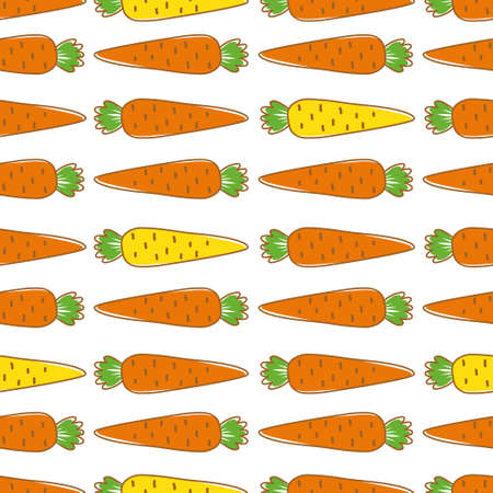 Carrots, hand drawn seamless pattern. Overlapping background, vegetables vector.