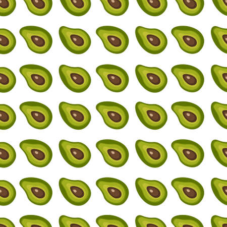Seamless pattern with fresh avocado, hand drawn backdrop, print. Colorful illustration, raw food vector. Overlapping background with fruits. Decorative wallpaper, good for printingのイラスト素材