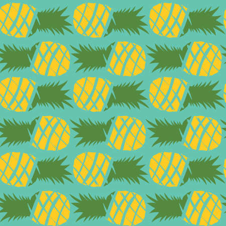 Exotic fruits, hand drawn overlapping background. Colorful tropical wallpaper vector. Seamless...