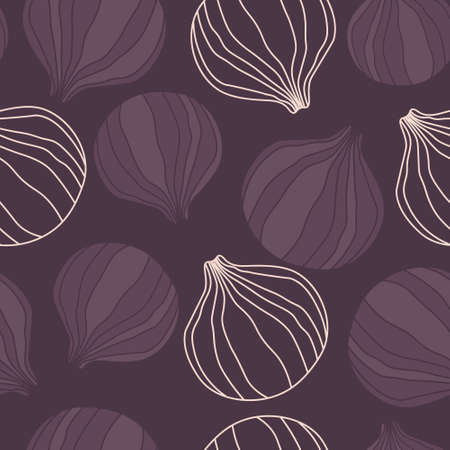 Fruits, hand drawn overlapping background. Colorful tropical wallpaper vector. Seamless pattern with figs. Decorative colored illustration, good for printingのイラスト素材
