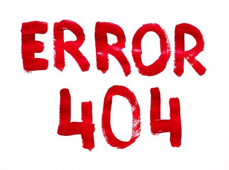 Error 404 sign drawn by hand in red on whiteの写真素材