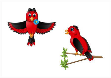 Cute cartoon birds on a white backgroundのイラスト素材