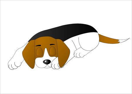 Sleeping cartoon dogのイラスト素材