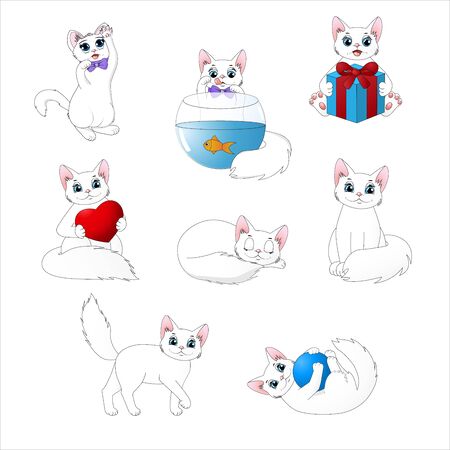 Set of cute cartoon catsのイラスト素材