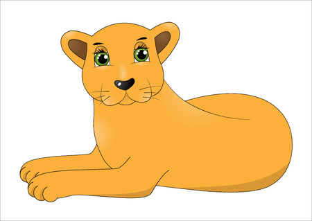 Cute cartoon female lionのイラスト素材