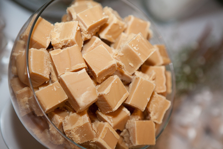 Brazilian brown milk candy on glass containerの写真素材