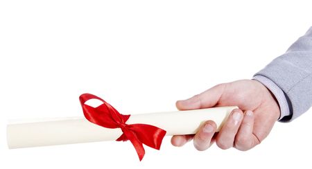 delivery of a parchment on a white background