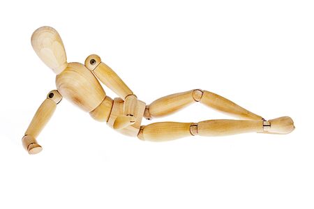  Wooden figure on white backgroundの写真素材